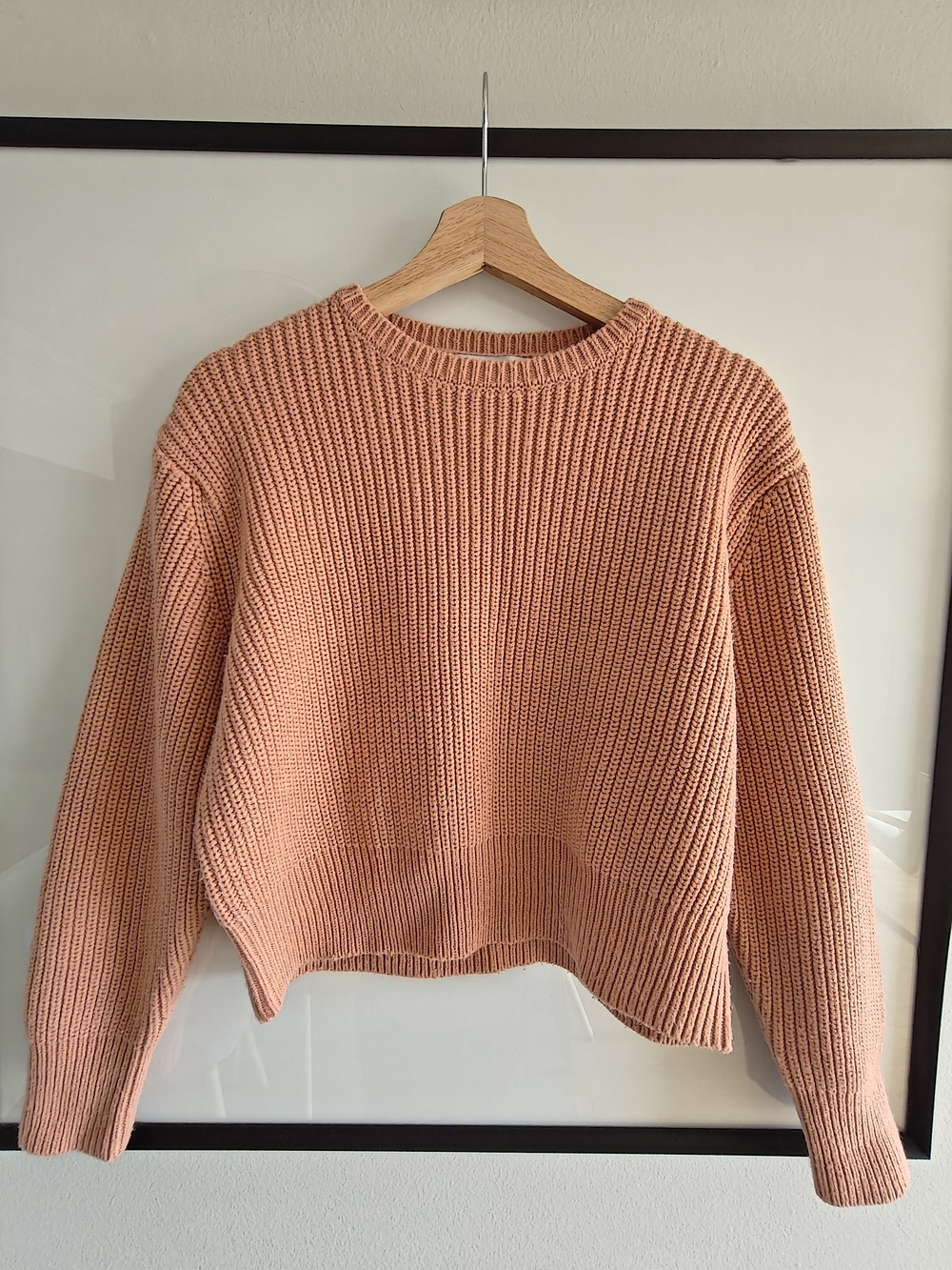 Zara Peach Crewneck Ribbed Knit Sweater